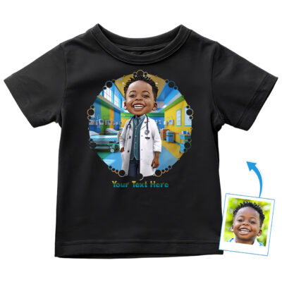 Custom Doctor Inspiration T-Shirt for Toddler Boys - Cotton DTG Personalized Photo Gift to Inspire Future Healthcare Heroes Toddler Boy T-shirts www.customywear.com 2